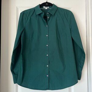 Women's Express Ultimate Essential Fitted Button Down Shirt Green LARGE